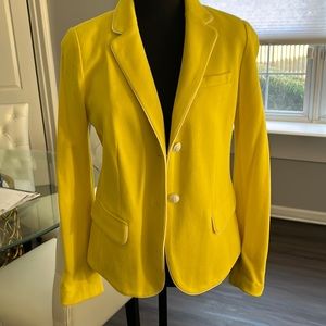 Canary yellow tailored blazer with wide trim and side faux pockets - size 4